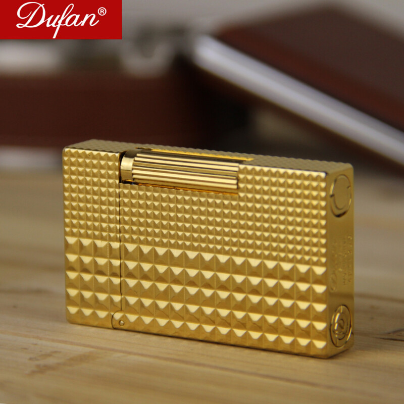 法國都梵Dufan朗聲充氣打火機銅創(chuàng)意男防風氣體打火機砂輪定制刻字 D1036A