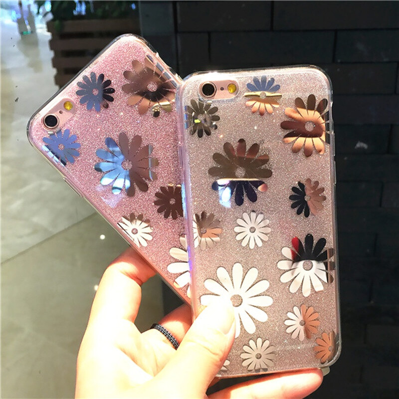 潮女必備 騰彩禮品閃粉雛菊蘋果手機殼，點亮你的時尚生活